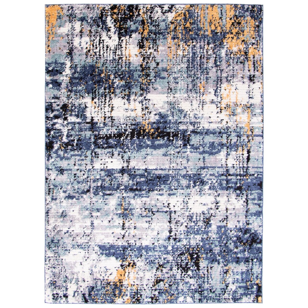 Chaudhary Living 4' x 6' Abstract Area Throw Rug - White and Blue